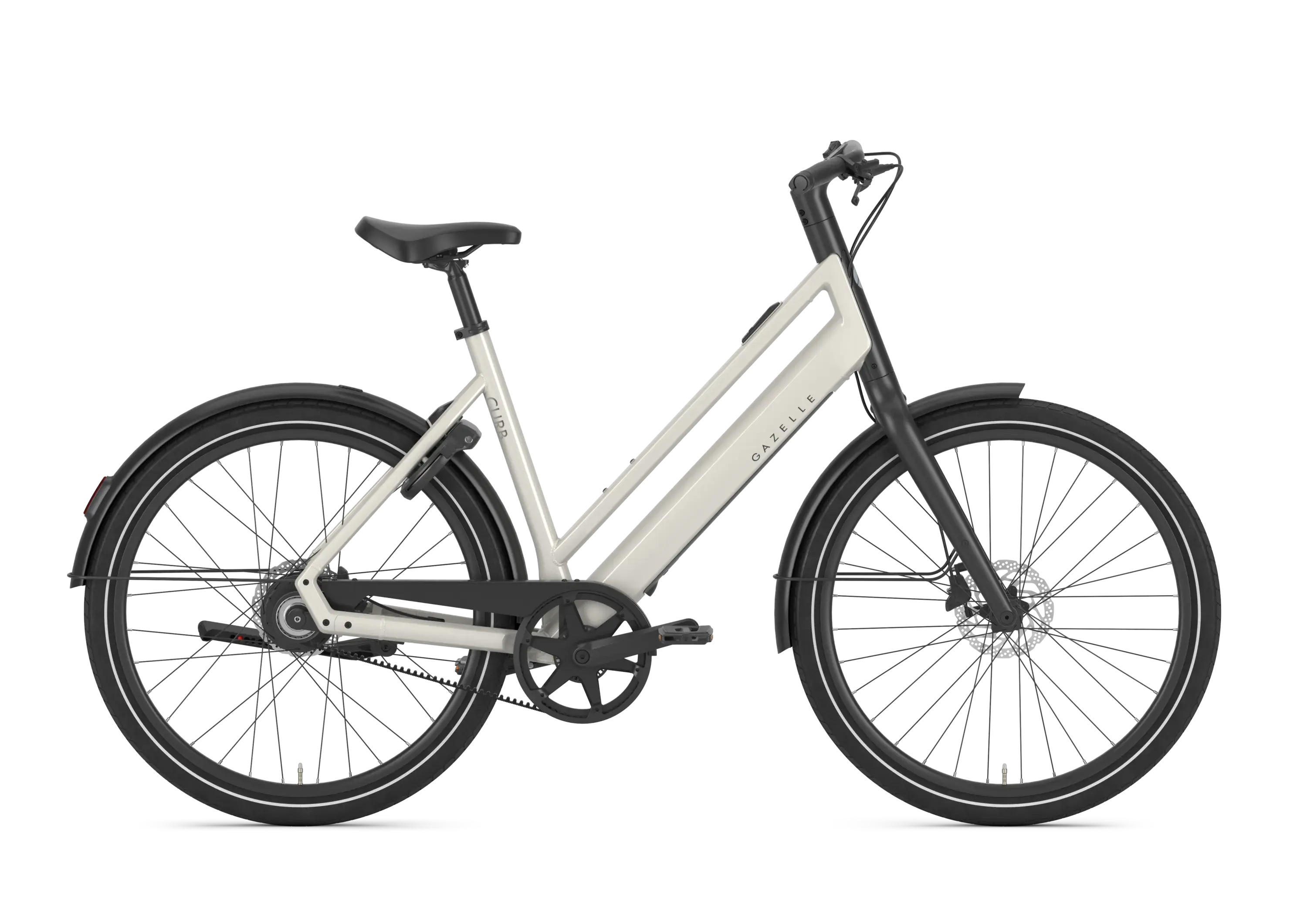 Gazelle Curb C1 e-bike in Ivory White met lage instap